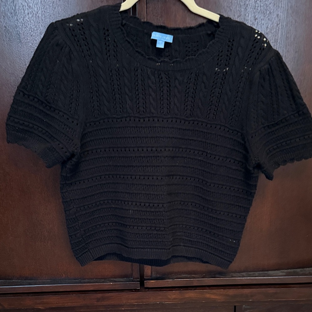 Draper James Black Textured Knit Sweater